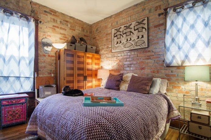 design della camera da letto in stile eclettico