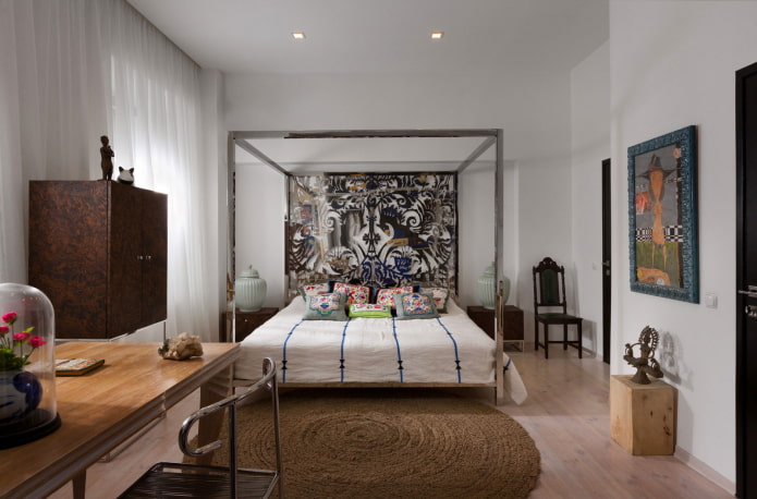 design della camera da letto in stile eclettico