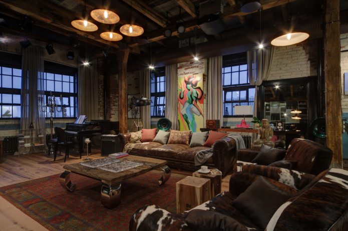 soggiorno in stile loft