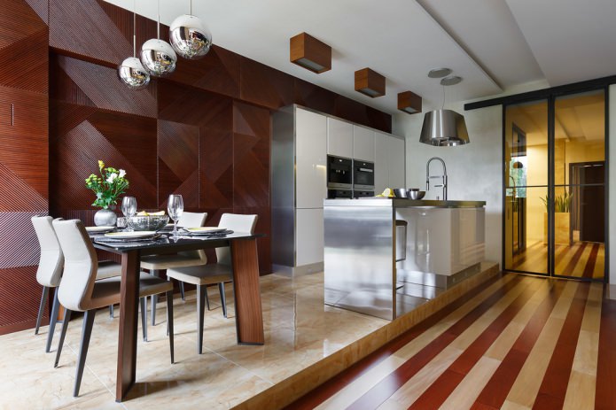 cucina nei toni del beige e del marrone