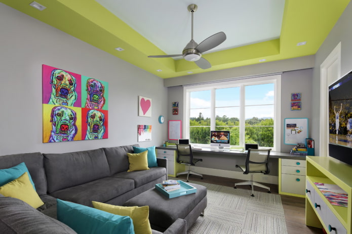 soffitto bianco e verde chiaro