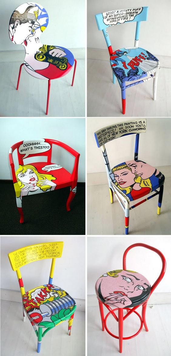 sedie in stile pop art