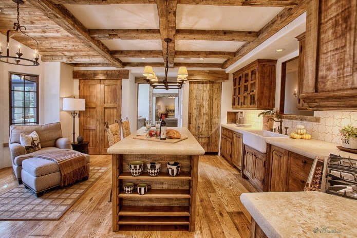 interno della cucina in stile rustico