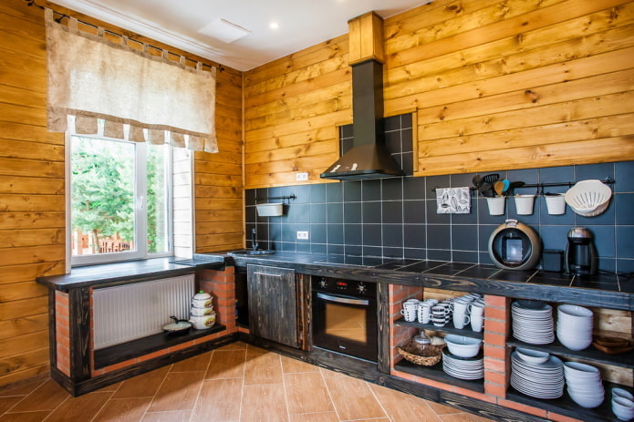 interno della cucina in stile rustico