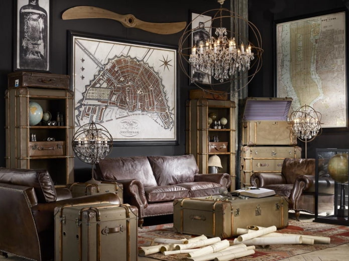 arredamento soggiorno steampunk