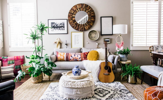 soggiorno in stile boho-chic