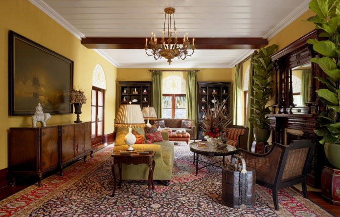 stile coloniale nel design del soggiorno