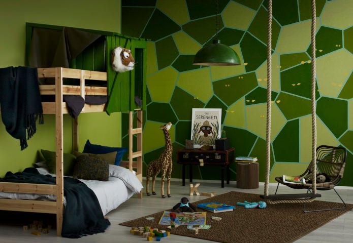 cameretta per bambini in stile safari