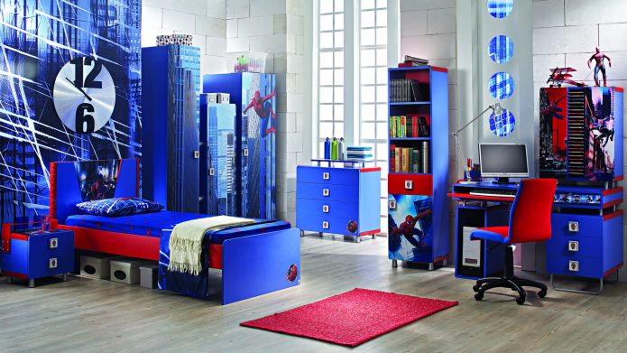 interno della cameretta per bambini in stile Spider-Man