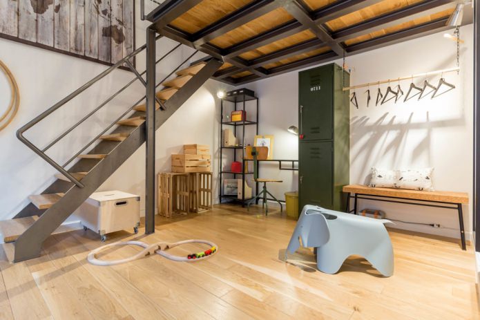 mobili all'interno di una Cameretta per bambini in stile industriale