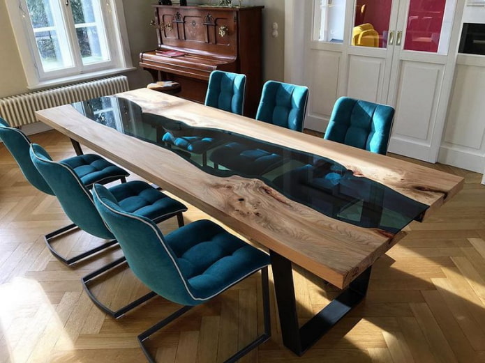 tavolo stile river in un interno in stile loft