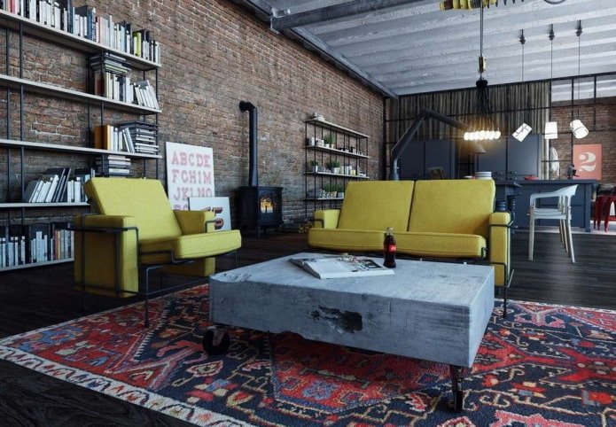 tavolo in pietra in stile loft