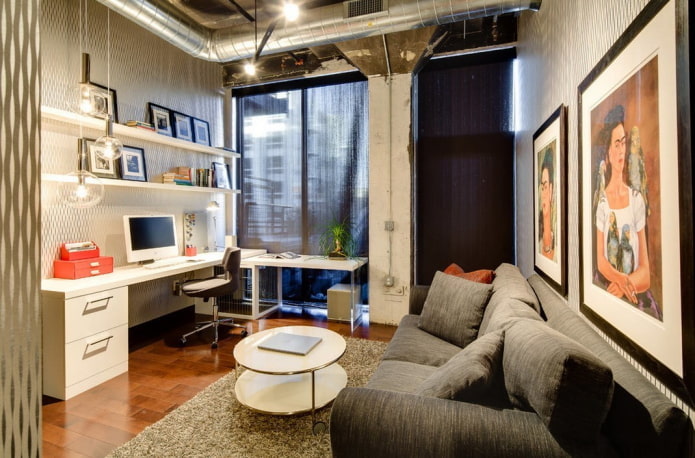 tavolo angolare in un interno in stile loft