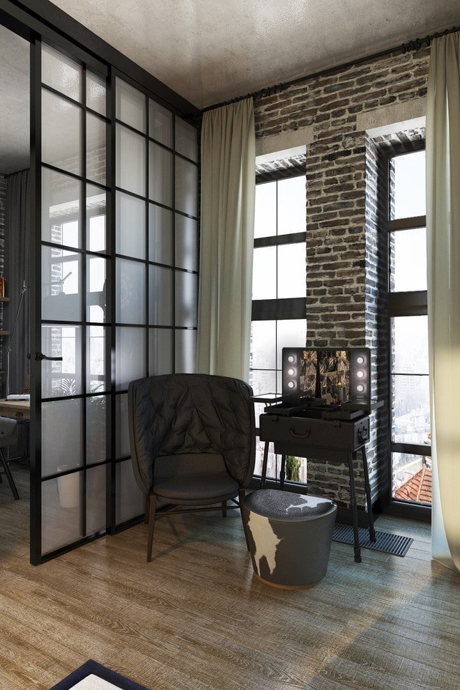 toeletta in un interno in stile loft