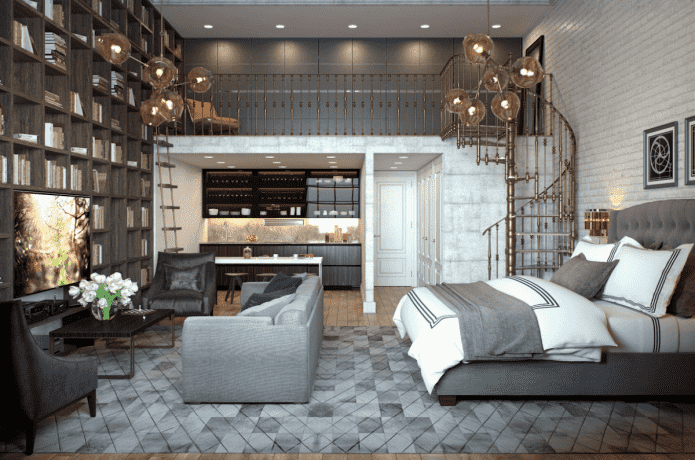 mobili in uno studio in stile industriale