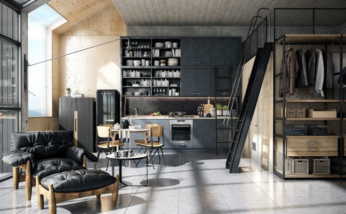 decorazione di uno studio in stile industriale