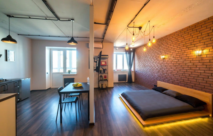 illuminazione nello studio in stile industriale
