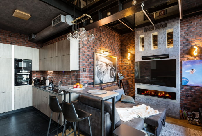 progetto di un piccolo studio in stile industriale