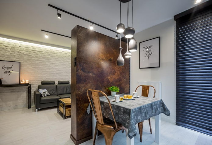 illuminazione in uno studio in stile industriale