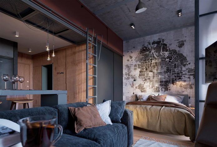progetto di un piccolo studio in stile industriale