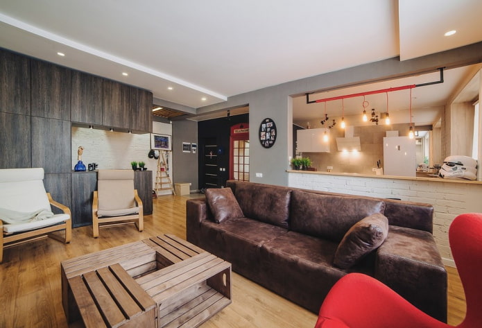 decorazione di uno studio in stile loft