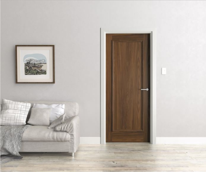 porte in wengé con profili e battiscopa bianchi