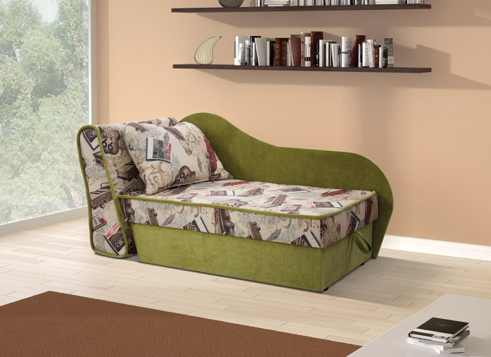 divano letto con rivestimento interno in tessuto