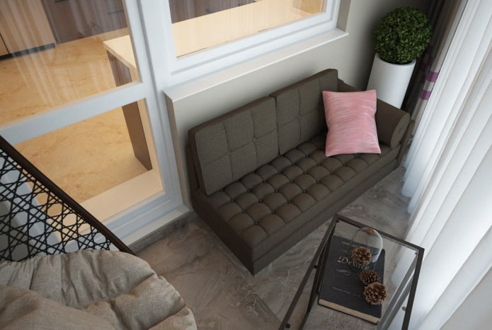 pouf all'interno del balcone
