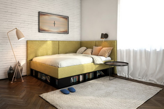 pouf con schienale morbido all'interno