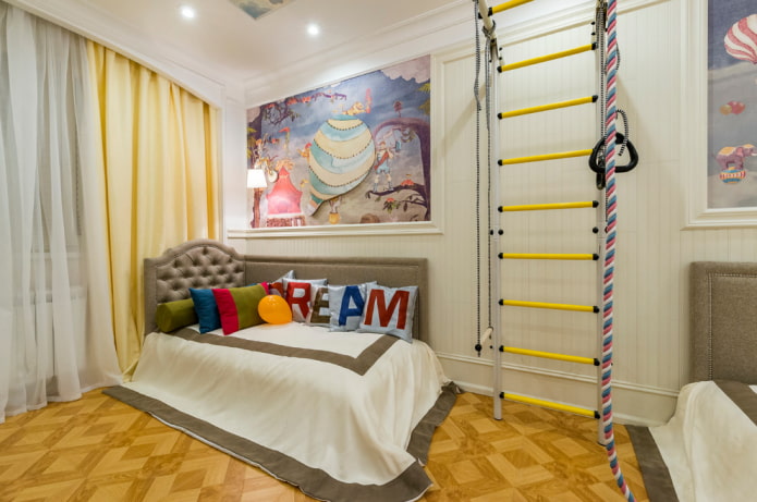 pouf all'interno della cameretta dei bambini
