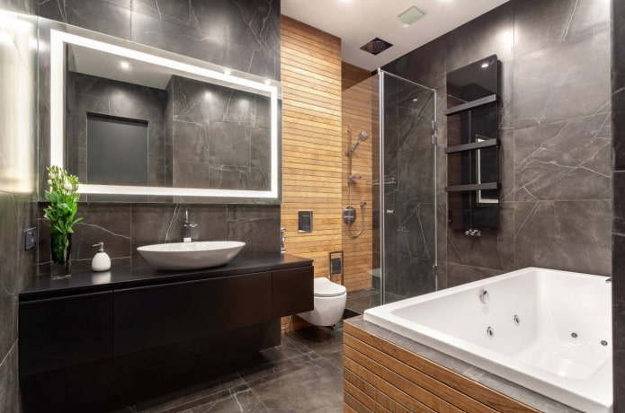 rifiniture in legno nel bagno