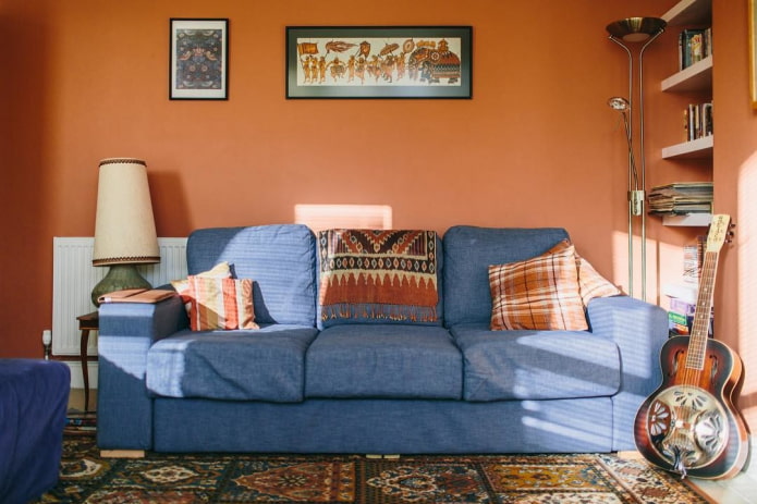 combinazione di terracotta e blu