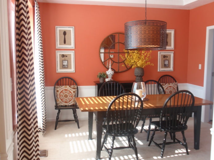 sala da pranzo in terracotta