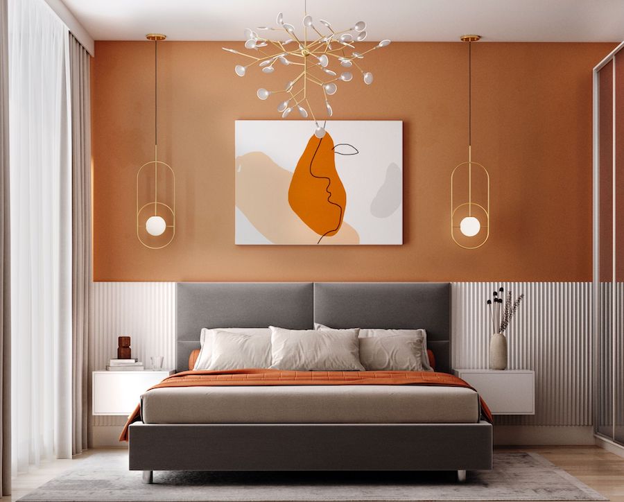camera da letto in terracotta
