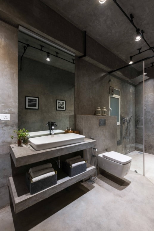 illuminazione in un bagno in stile loft