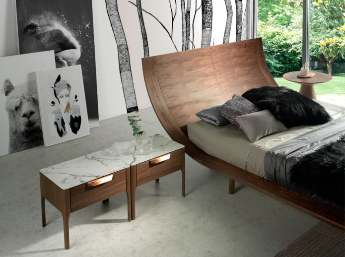 letto con testiera curva