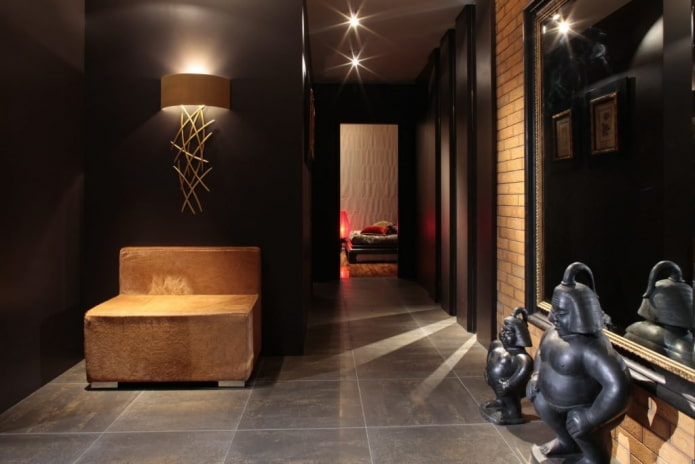 design del corridoio in toni scuri