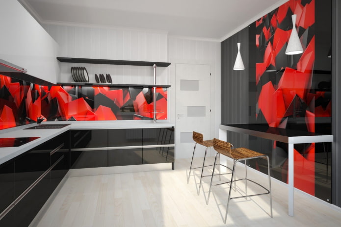 combinazione di rosso e nero sulle pareti