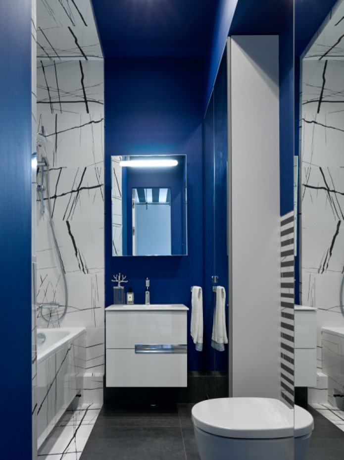 pareti blu in bagno
