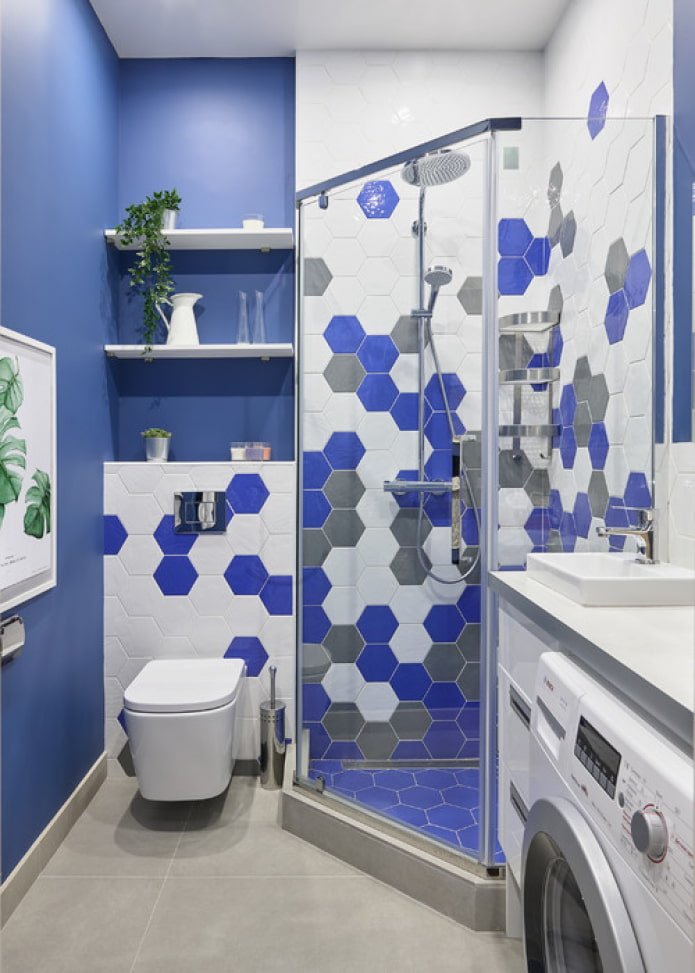 bagno bianco e blu