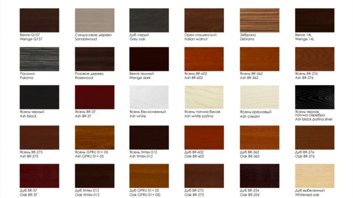 palette di colori del legno