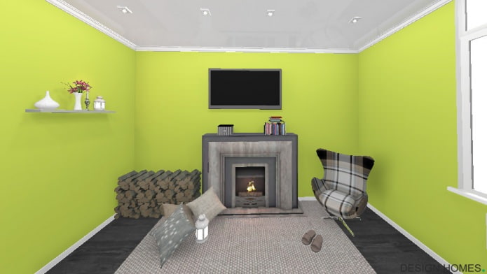 combinazione contrastante di colori di pareti, pavimento e soffitto