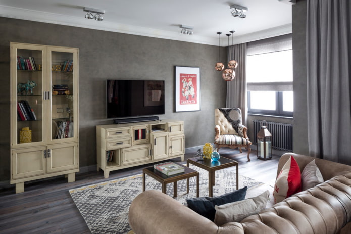 mobile TV beige all'interno
