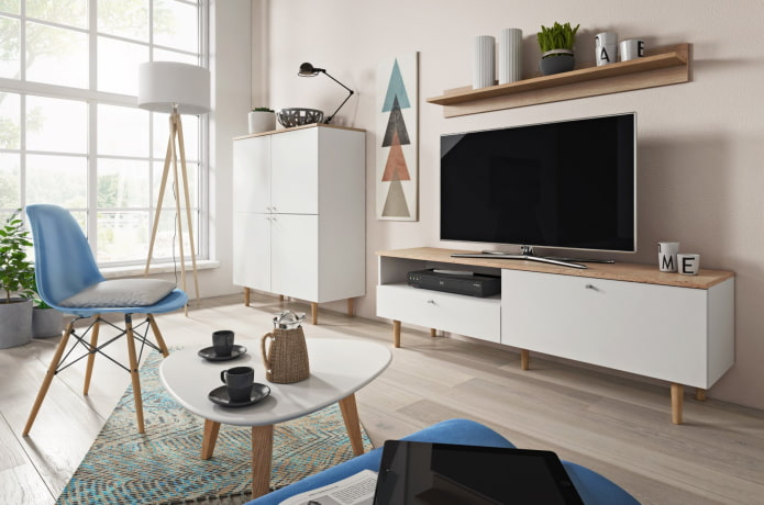 Mobile TV in un interno in stile scandinavo