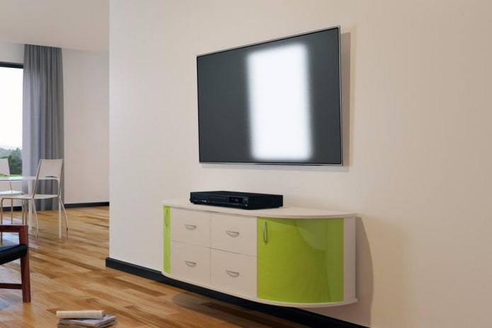 mobile porta TV semicircolare all'interno