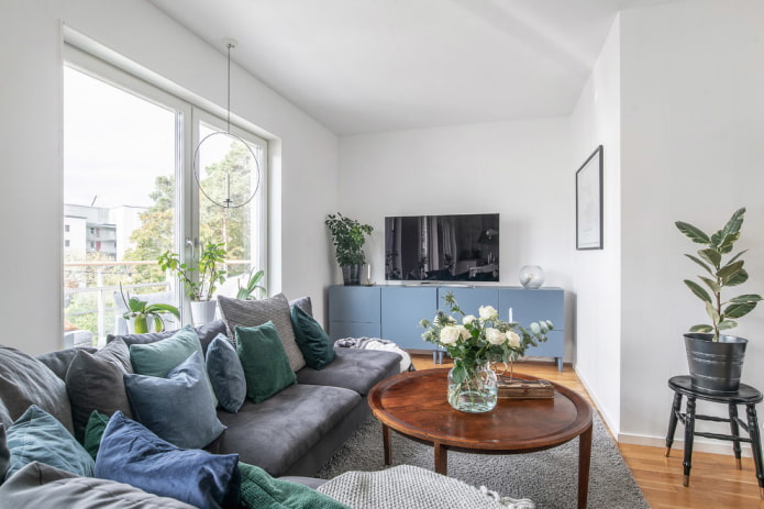 Soggiorno in stile scandinavo senza tulle