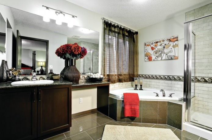 tulle marrone in bagno