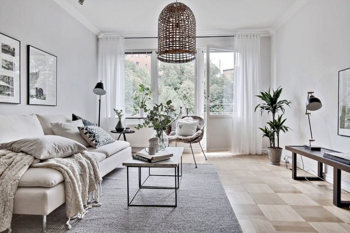 Stile scandinavo in soggiorno