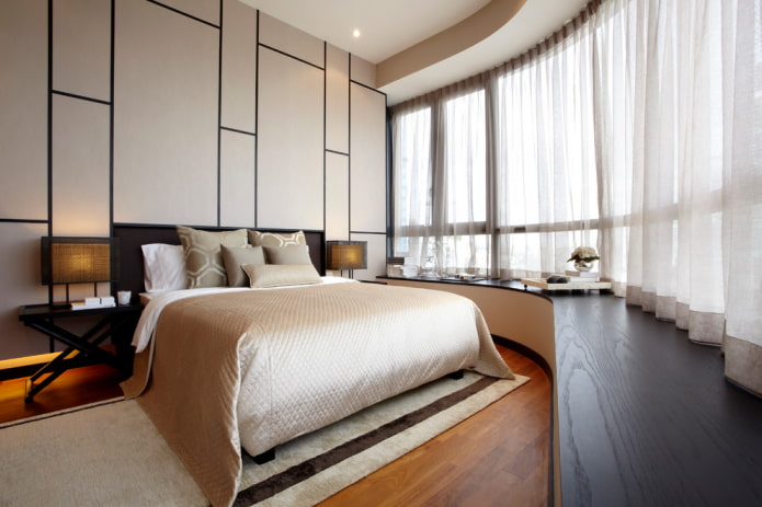 tende corte per l'interno della camera da letto