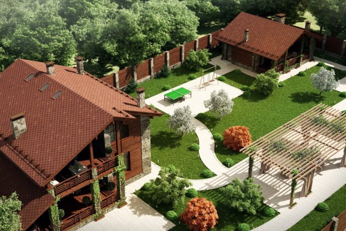 planimetria di 8 acri con pergola